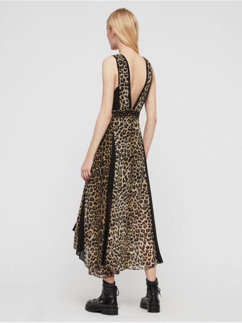 All-Saints Leopard Print V‑Neck Maxi Dress in Animal Print - Picture 6 of 8